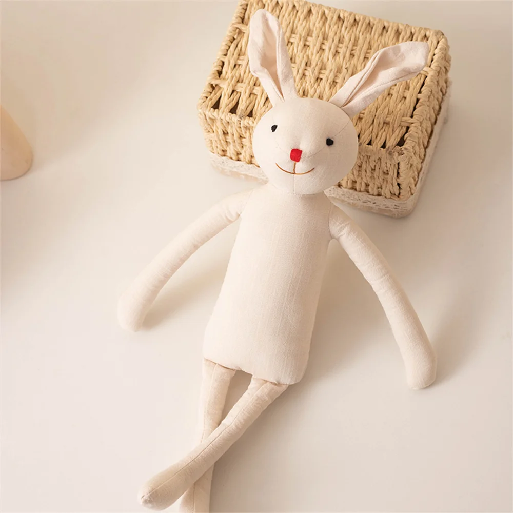 Stuffed Bunny Cloth Dress Toys Smoothing Toy for Infant Cuddling sleep doll for Girls Handmade Diversity Brown Rabbit Plushie - 5