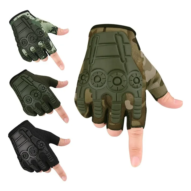 1Pair Half Finger Tactical Gloves Outdoor Sports Fitness Cycling Mountaineering Non Slip Gloves Wrist Protectors