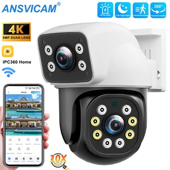 4K Dual Lens Wifi PTZ Camera 8MP Dual Screen Security Cameras Outdoor Color Night Vision Auto Tracking Surveillance IPC360 Home 1