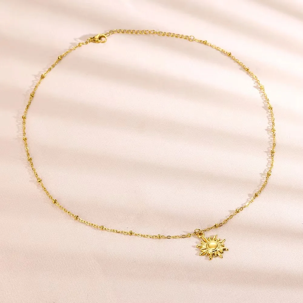 Stainless Steel Necklace Charm Gold Color Ethnic