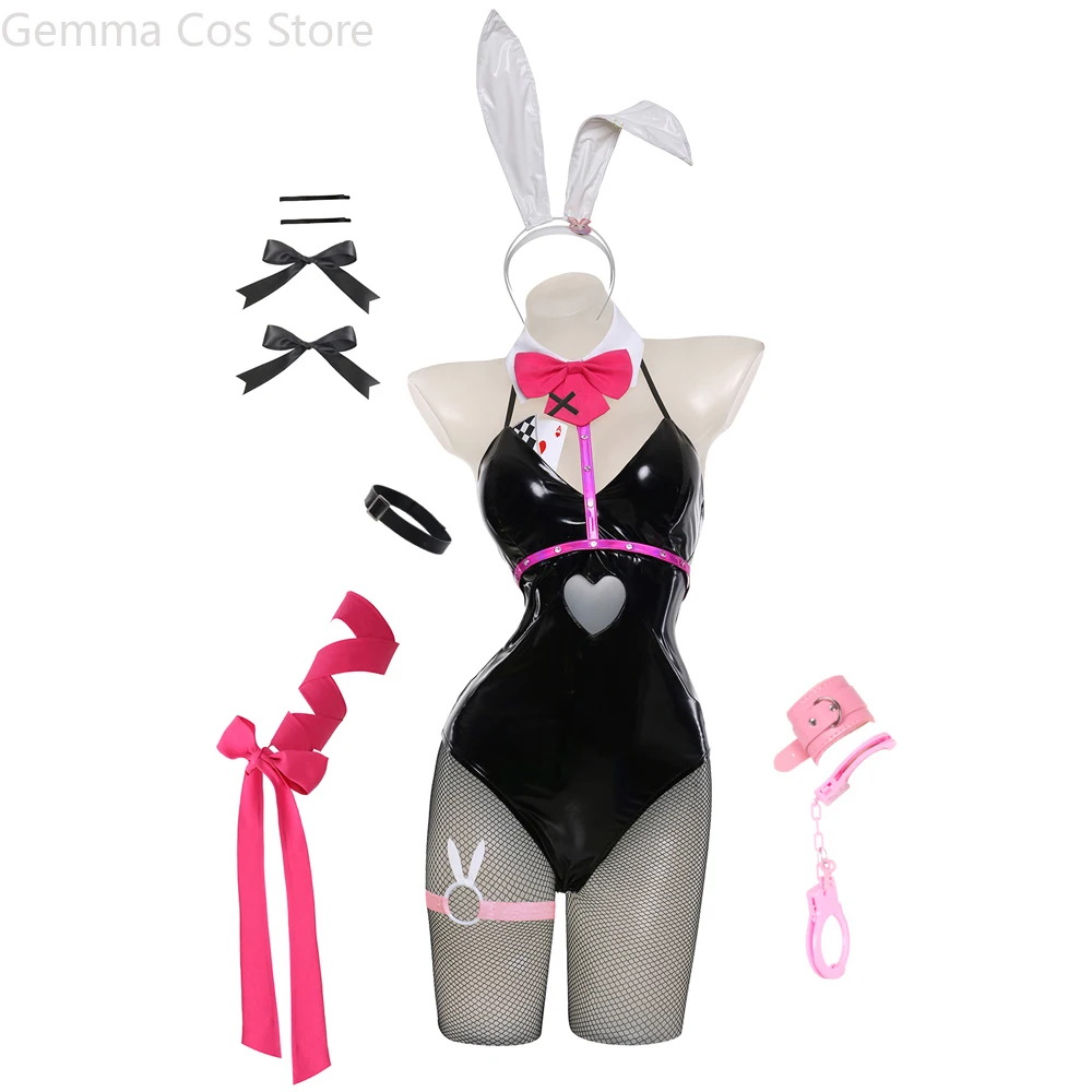 

YOYOCOS Черная лакированная кожа кролик девушка сексуальный милый Хэллоуин косплей костюм головной убор одежда банты девушка