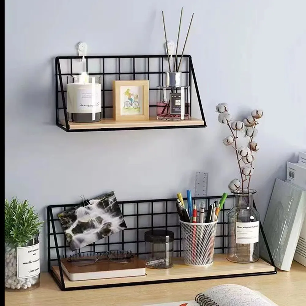 1PC Student Dormitory Bedside Hanging Basket Non-punching Storage Shelf Accessories Bedside Desktop Wall Hanging Storage Shelf