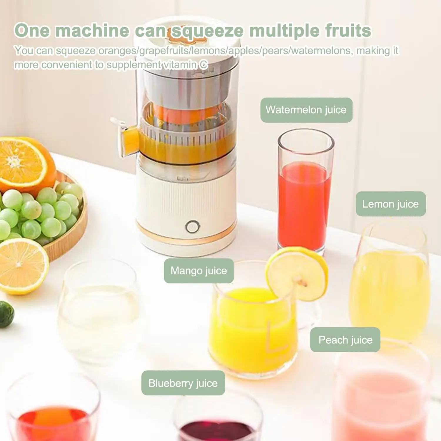 Wireless Slow Juicer Automatic Orange Lemon Juicer USB Charge Juice Separator Portable Fruit Extractor Squeezer Pressure Juicers 4