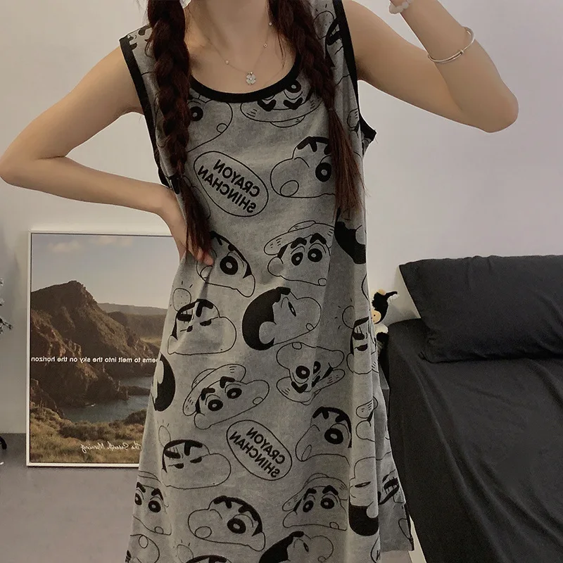 

Bandai Pajamas Anime Crayon Shin Chan Kawaii Creative Cute Cartoon Casual Sleeveless Vest Skirt Worn Externally Home Wear