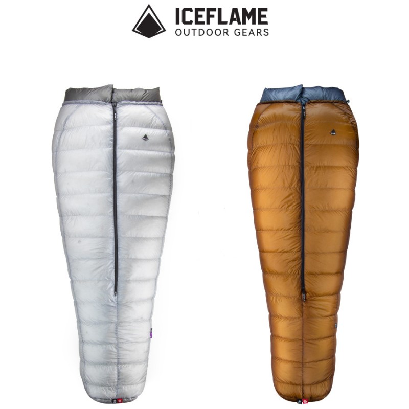 Ice Flame Yan Outdoor Camping UL Hatless Sleeping Bag Ultralight 7D Goose Down Spliceable Sleeping Bag Camping Hiking