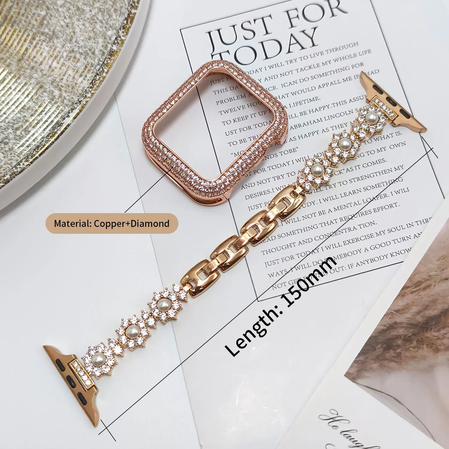 Luxury Zircon Bracelet with Fashionable Copper Metal Strap
