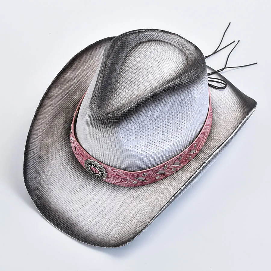 Western Style Straw Hat For Men Women Summer Outdoor Beach Sun Hat Cowgirl Jazz sombrero hombre