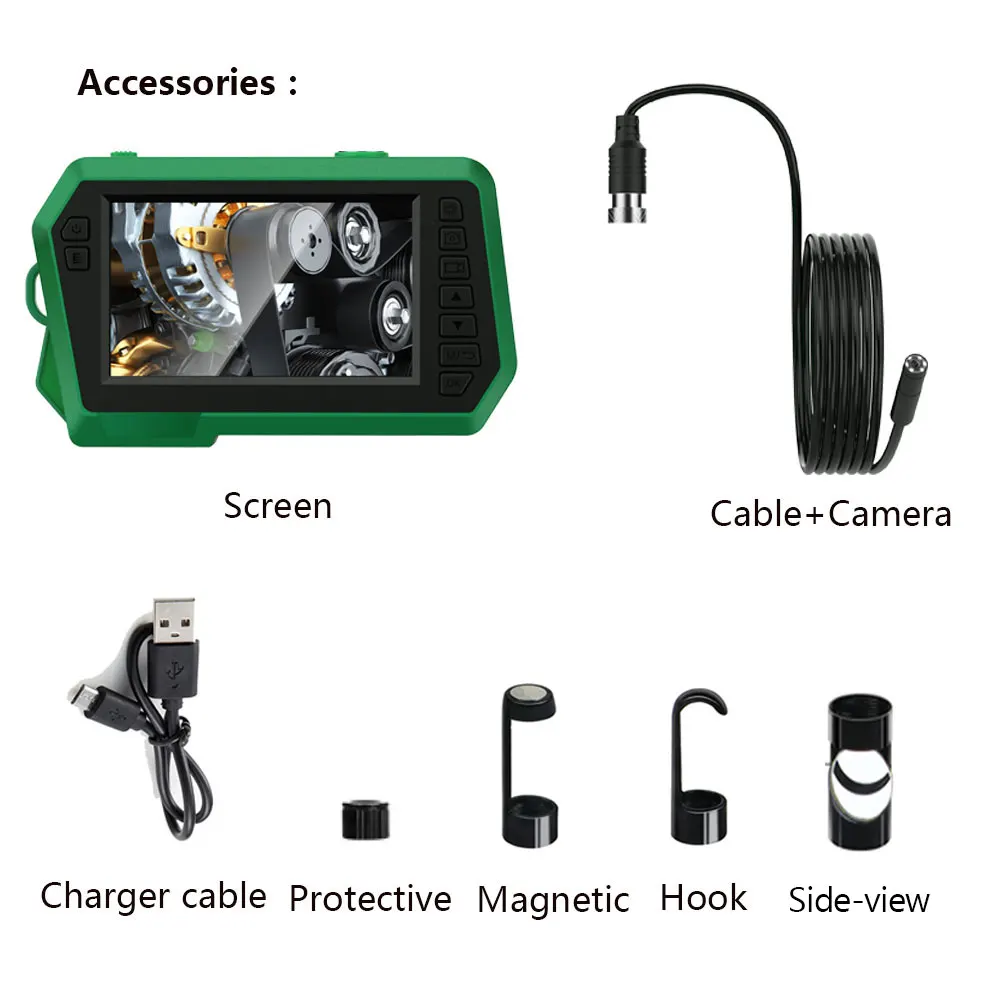 GAMWATER 4.3'' IPS Screen Industrial Endoscope Camera HD1080P IP67 Waterproof LED 2600mAh Pipe Sewer Inspection Borescope