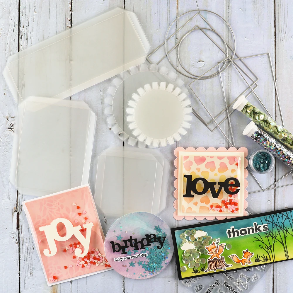 

3" -3"x8" Flat Shaker Covers For for DIY Scrapbooking Craft Shaker Cards Making 5 Sizes High-shine Clear Slimline Acetate Sheets