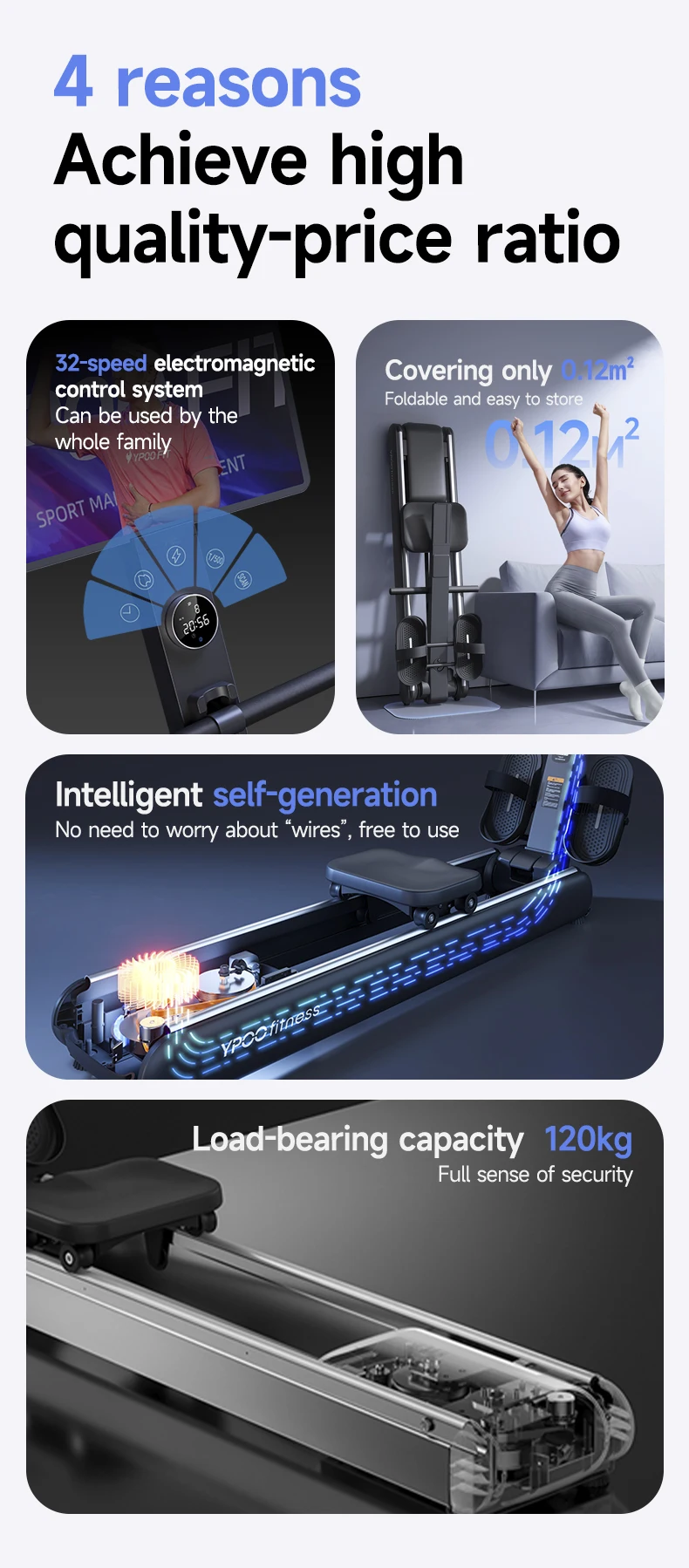 Description Picture 5 of itemnew  Fitness Gym Fitness Air Rower High Quality home  smart portable rower  magnetic foldable Rowing Machine  with app