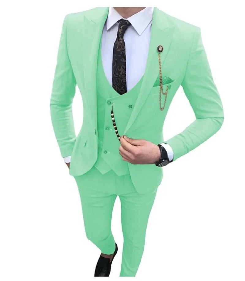 3 Pieces Mens Suit Slim Fit Business Suit Groom Colorful Costume Homme Tuxedos for Formal Wedding suit(Blazer+Pants+Vest)