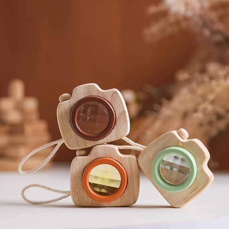 Wooden Toys 1PC/3PCS Baby Wooden Colorful Camera Kaleidoscope Toys Beech Wooden for Children Kids Learning Early Educational Montessori Toys