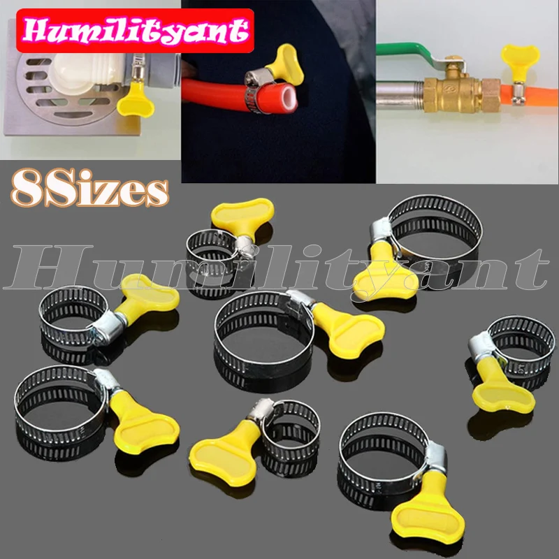 

40PCS Adjustable Pipe Clamp 8 Sizes Plastic Handle Stainless Steel Butterfly Hose Clamp Kit