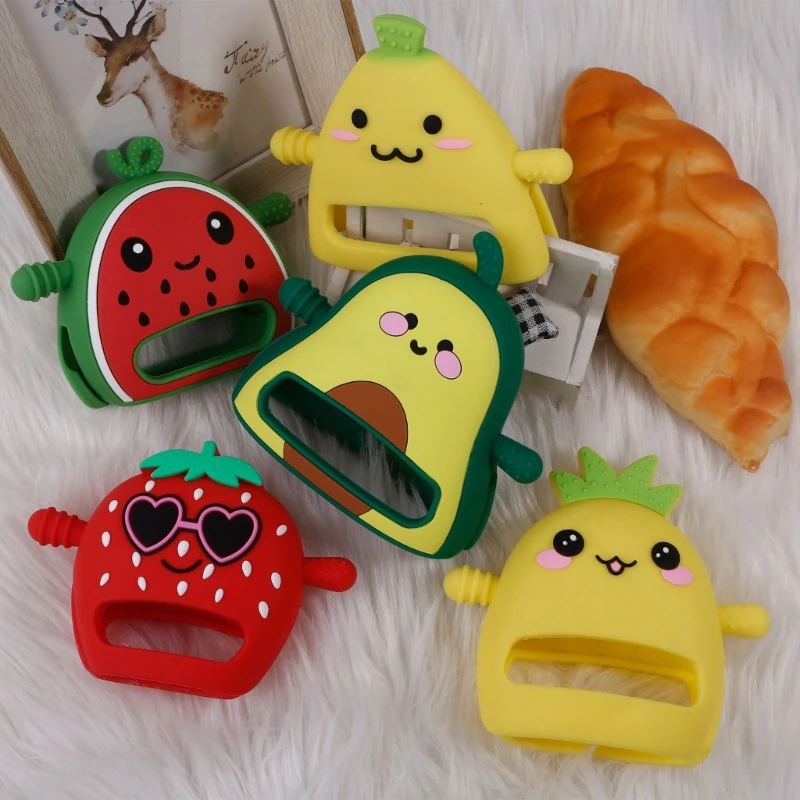 

Teething PainRelief Toy Silicone Baby Teether Newborn Molar Chewing Toy Fruit Shape Teething Mitten Wrist Hand Teethers