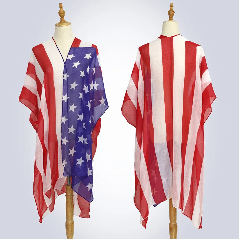 

Кимоно с американским флагом, патриотическая шаль с запахом, в полоску 4 июля, открытый кардиган, длинный жилет, шарф, шаль