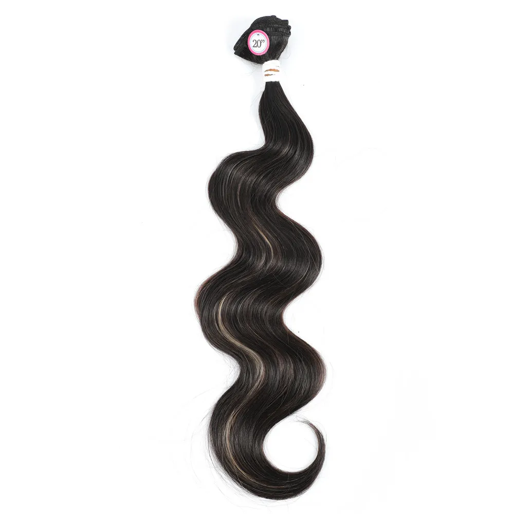 Synthetic Hair Extensions X-TRESS Body Wave Hair Bundles With Middle Part Closure For Black Women 7PCS One Pack