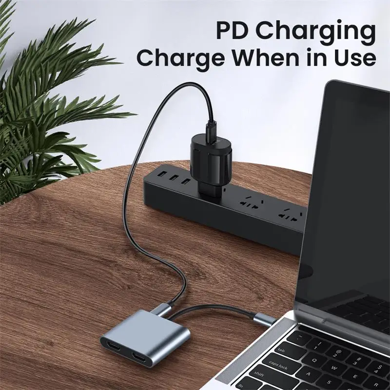USB C 3.0 Hub Type-C DP Mode To Dual HD Dispaly 4K Audio Video Converter Cable PD 60W Fast charging for Macbook Pro Laptops PC 4