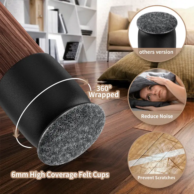 8PCS Silicone Chair Leg Floor Protectors Foot Cover Diagonal with Thick Wrap Felt Pads TPE Furniture Table Feet Protect Floors - Image 2