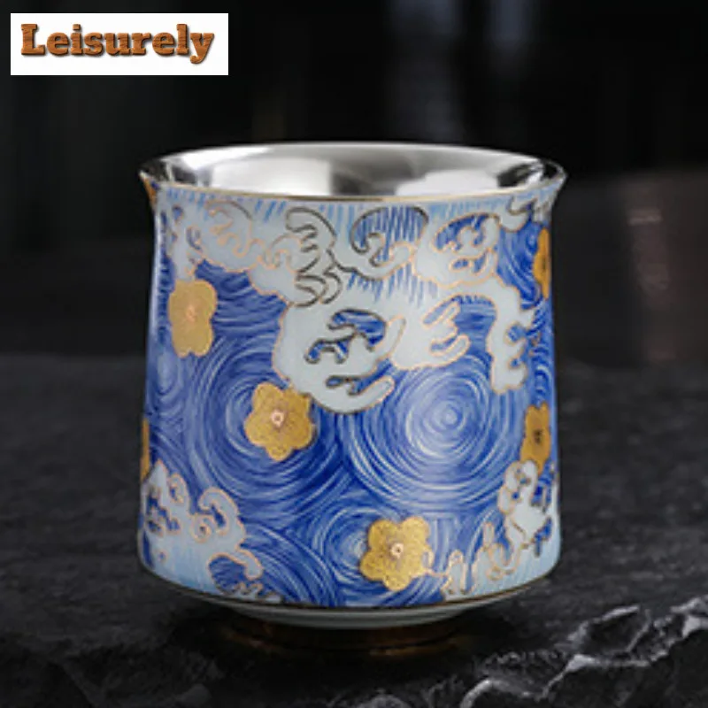 110ml Starry Sky Silver-plated Teacup Elegant Tea Bowl Mug Tea-tasting Personal Cup Jianzhan Master Cups Household Tea Items