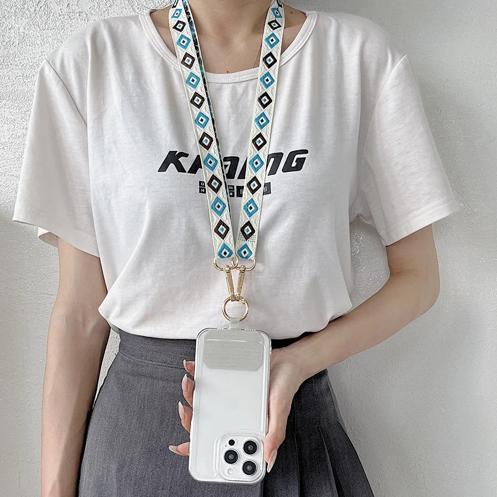 Anti-Loss Adjustable Crossbody Phone Lanyard with Retro Totem Pattern