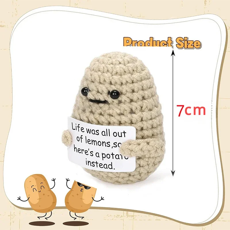 thumbnail image 1 of Colgante de muñeco de frutas y verduras tejido a mano, tejido de lana de patata, pepino, paquete de emoticonos de energía positiva, adornos, 1 of 5