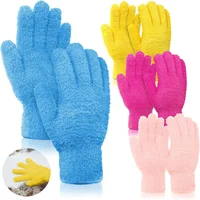 2Pcs Cleaning Gloves Microfiber Coral Fleece Car Grooming Gloves Solid Color Five Finger Dust Removal Housework Absorbent Gloves 1