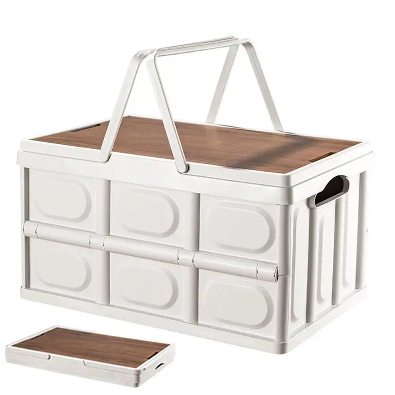 

Складная корзина для хранения с ручками, многофункциональный ящик для хранения для кухни, кемпинга, патио и автомобиля, складной ящик для хранения для