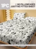 1 Cartoon Cute animal dog printed matte Fitted Sheet, bedroom printed bed cover, bedding (excluding pillowcases) 2