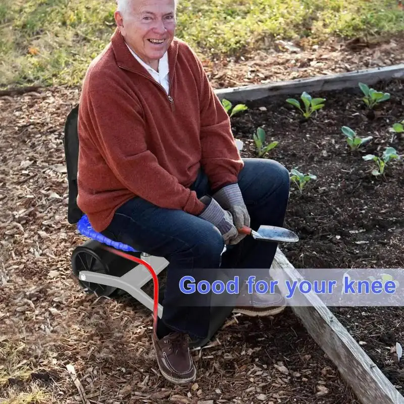 Outdoor Garden Workseat Foldable Gardening Seat With Adjustable Height Rolling Stool Smooth Gardening Workseats