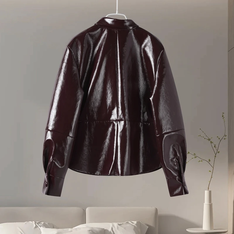 Casual Leather Jacket Skirt Set for Women 2 Pieces Lapel Single Breasted Top Mini Skirts Autumn Lady Y2k All-matching Outfits