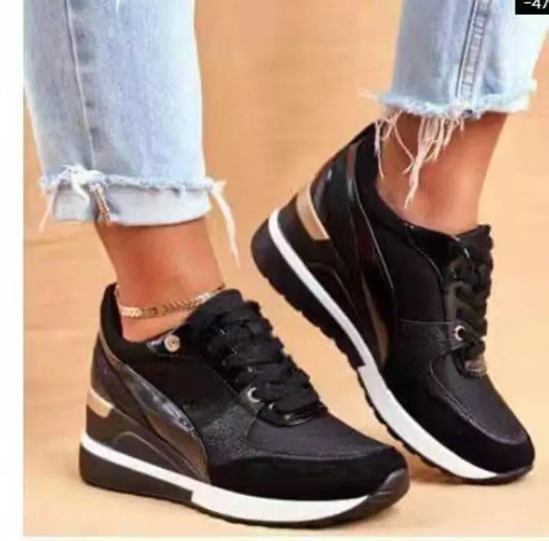 Oversized Autumn/Winter New Viscose Shoes Color Matching Autumn Low Top Daily Black Round Toe Women's Shoes  women sneakers