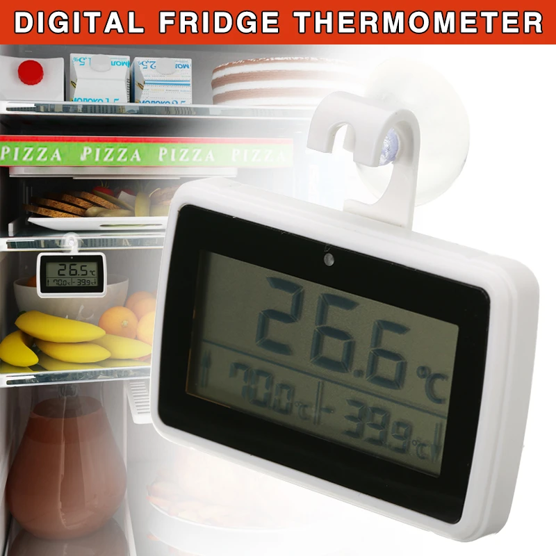 Electronic Digital Refrigerator Thermometer LCD Screen Fridges Freezers