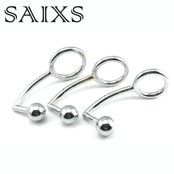 Male Chastity Cock Lock Anal Plugs /Cock Lock intruder with ball /Male metal Anal hook ring butt plug Alternative sex toys 4