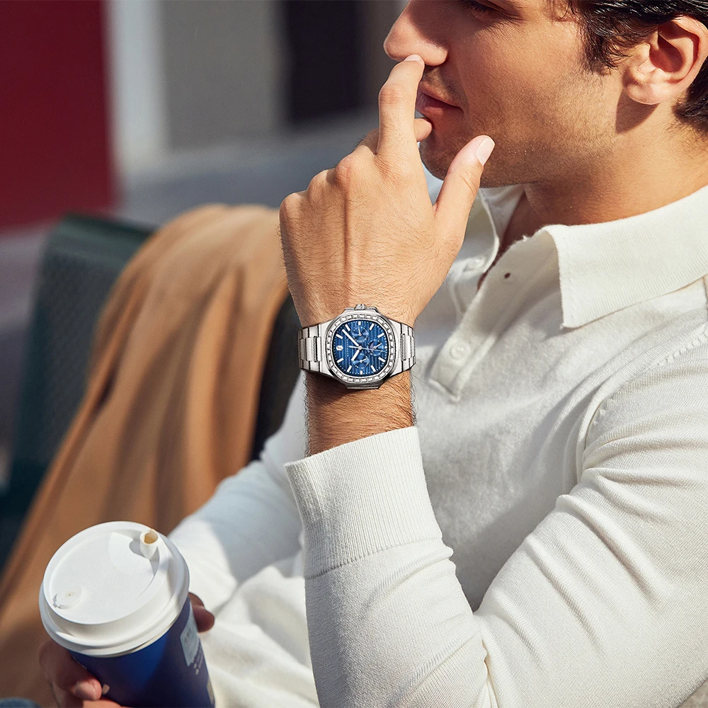 New SAPPHERO for men watches luxury watches waterproof luminous date clock stainless steel strap quartz mens watches