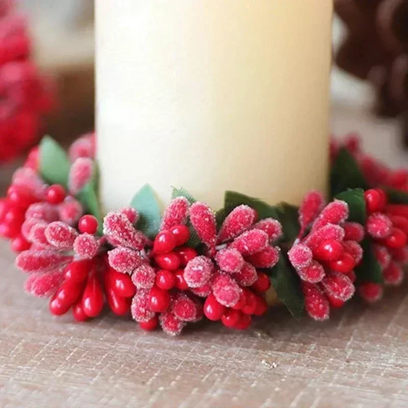 Christmas Home Decoration Berry Wreath Candlestick Table Decoration Decorations Christmas Eve Candlelight Dinner Accessories