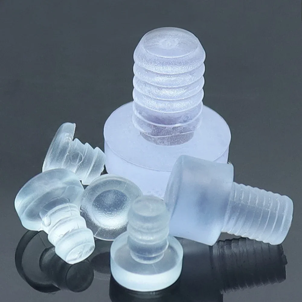 Clear Furniture Embedded Bumpers Glass Table Feet Soft Thread Chair Leg Stem Bottom Pad Floor Protect Anti-noise 10/20/50/100pcs
