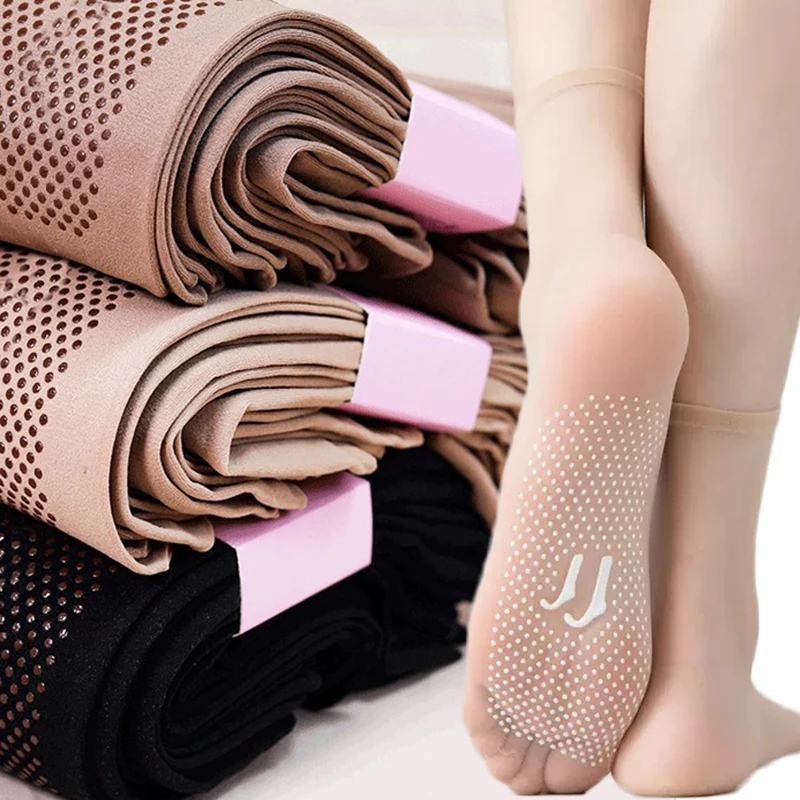 

10Pairs Spring Summer Women Soft Socks Velvet Silk Socks Silicone Non-Slip Bottom Splice Transparent Ultrathin Breathable Sock