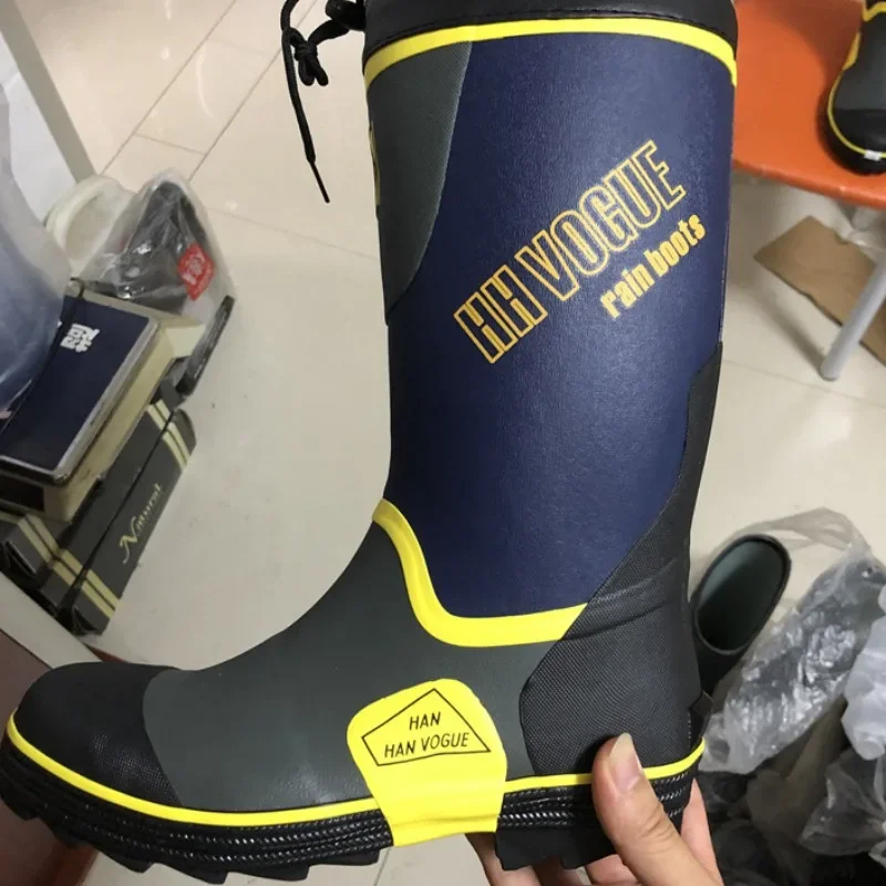 Steel Toe Fishing Boots, Waterproof Anti-Puncture Work Boots for Men,Insulated High-Cut Rubber Rain Boots,Slip-Resistant Waders
