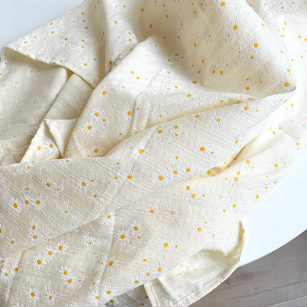 Chainho,Printed Cotton Lace Fabric,DIY Sewing Quilting Material For Table Cloth,Daisy Or Lilac Floral,3 Sizes Available,25LSB1