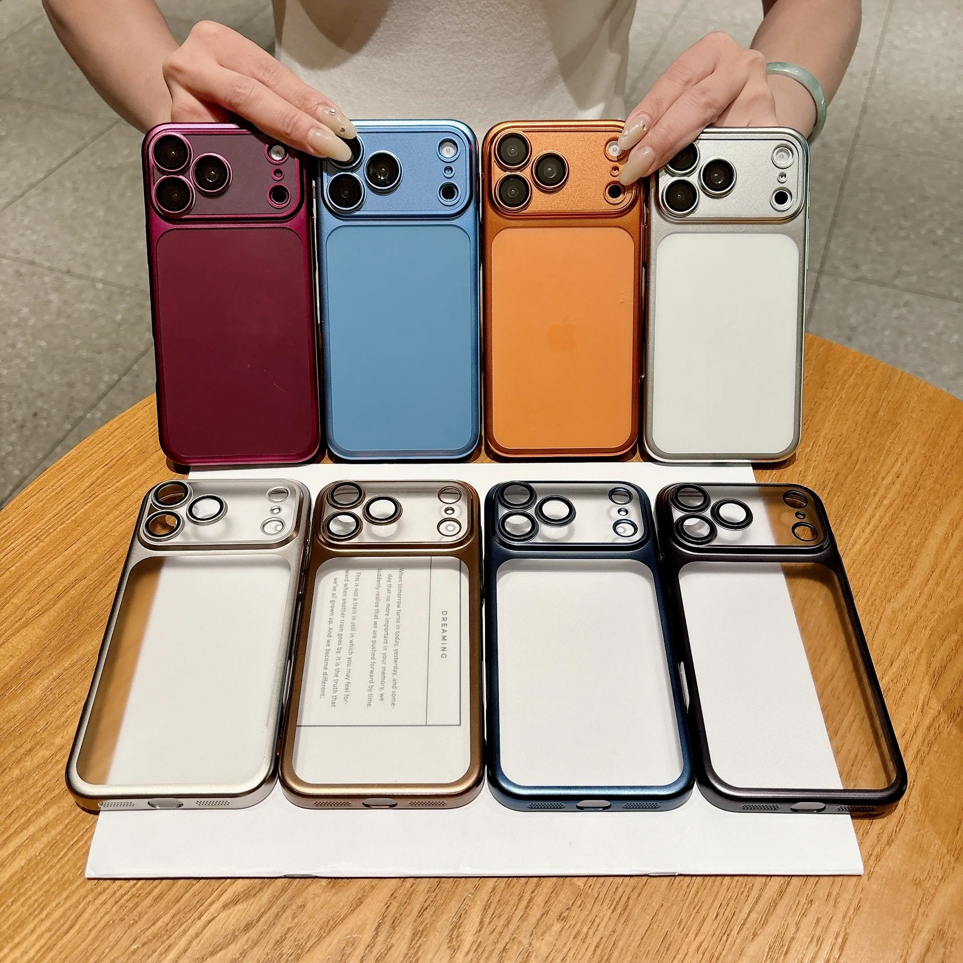 Sleek Matte Plating Shockproof Phone Case with Transparent Camera Cover