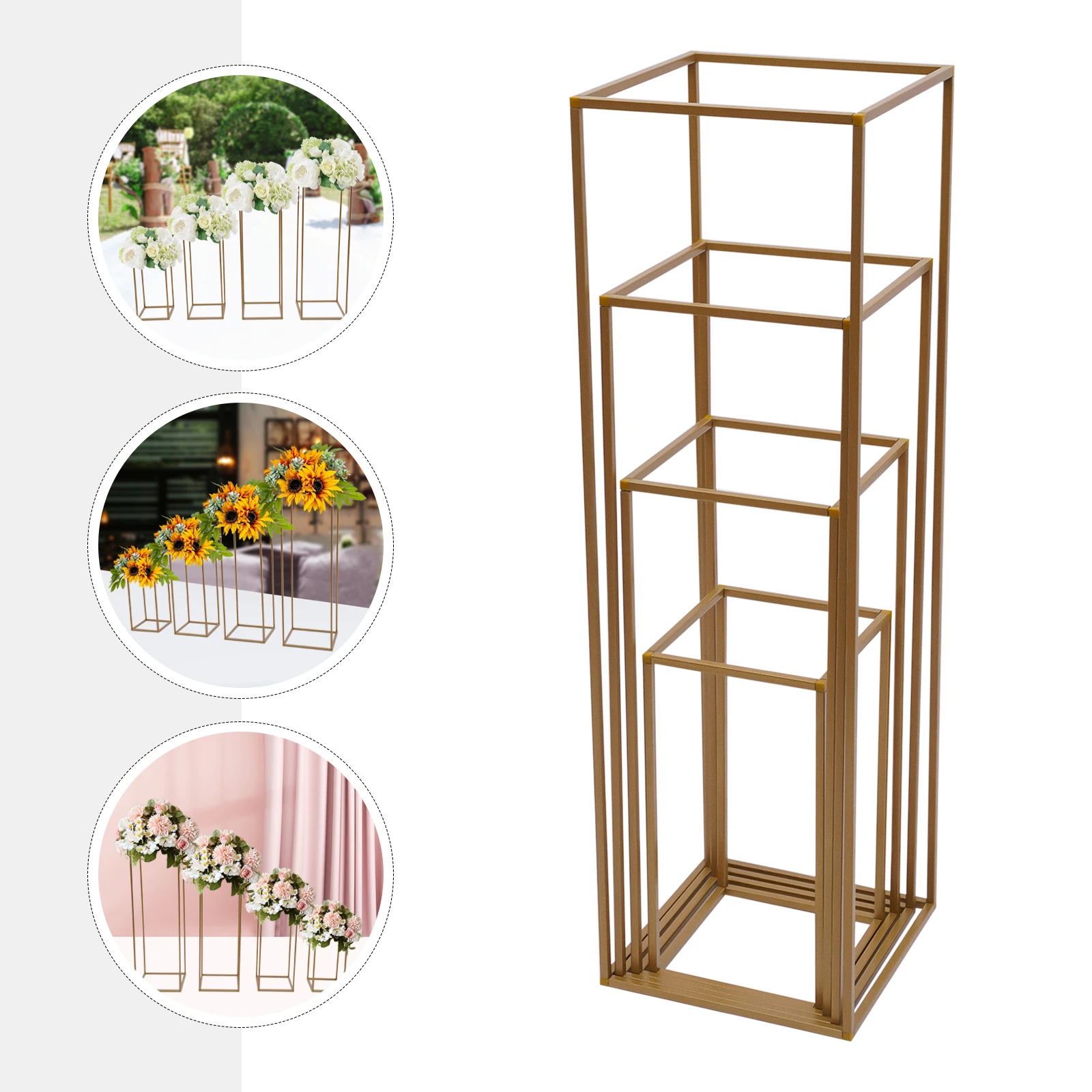 4Pcs Metal Plating Floral Decor Vase Floor Column Stand Road Lead Wedding Supply wedding flower stand