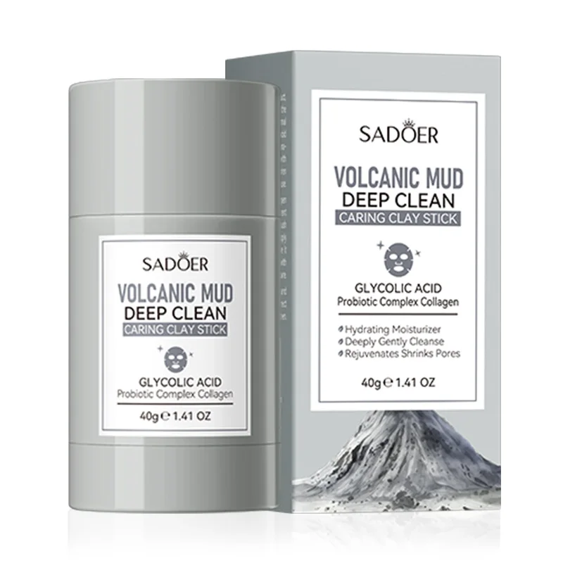 SADOER Volcanic Mud  Face Masks Stick Clay Mask Shrink Pores Deep Blackhead Remover Facial Cleansing Moisturizing