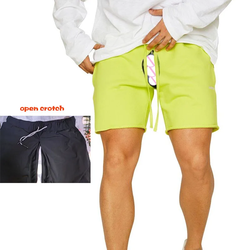 Summer Outdoor Sex Invisible Open Crotch Men Sports Fitness Shorts Fashion Casual Running Beach Jogger Bottoms Gym Sweatpants