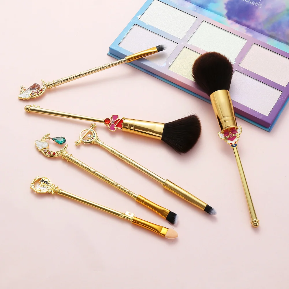 Cute Pink Makeup Brush Set with Anime Element Storage Pouch Professional Beauty Tool Combination Girly Makeup Brush Full Set