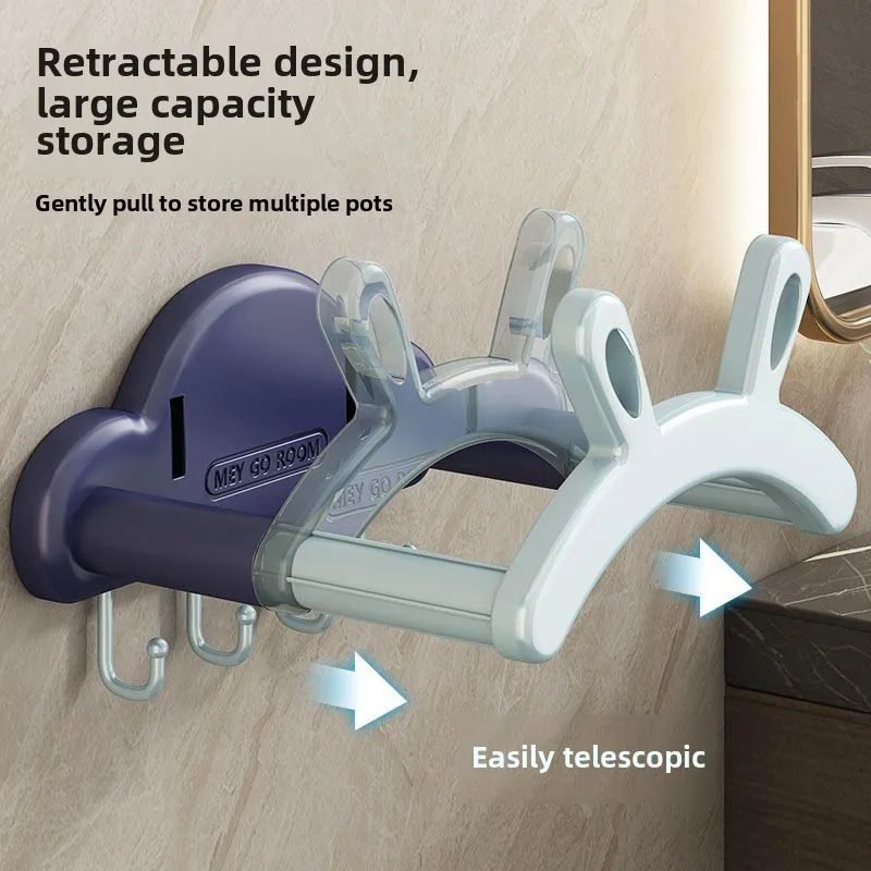 Retractable Wall-mounted Basin Storage Rack Cute Rabbit Ears Bathroom No-punching Shelves Kitchen Pot Cover Board Storage Rack 3