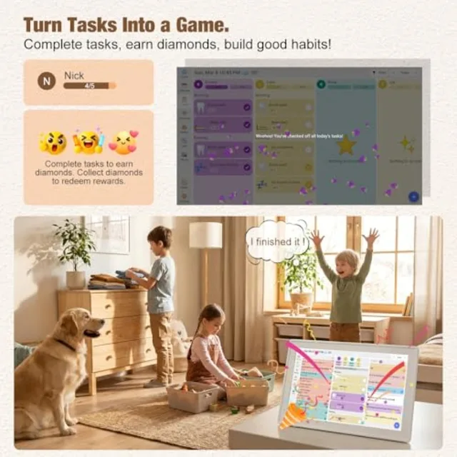 Digital Calendar 10.1" Touchscreen, Smart Electronic Wall Organizer, Chore Chart and Meal Planner, Family Task Manager, Third-P