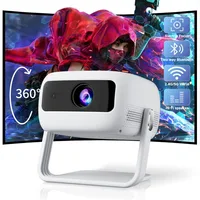 [360°Adjustable Stand] Mini Projector with WiFi and Bluetooth: Electric Focus & Auto Keystone 1080p Supported, 15000L 1