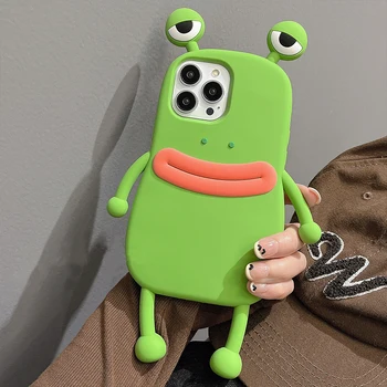 Funny Soft Silicone 3D Frog Phone Case For iPhone 14 13 11 12 15 16 17 Pro Max XS XR 8 Plus Cartoon Cute Shockproof Bumper Cover 1