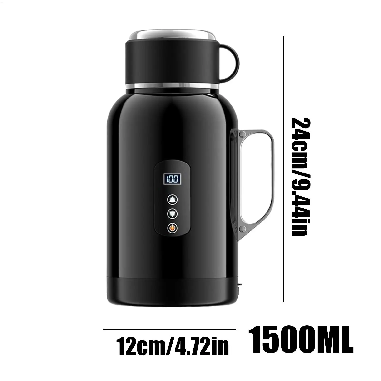 휴대용 전기 온수 주전자 1500ml 12/24V 전기 티포트 출퇴근 야외 여행 캠핑 일상용