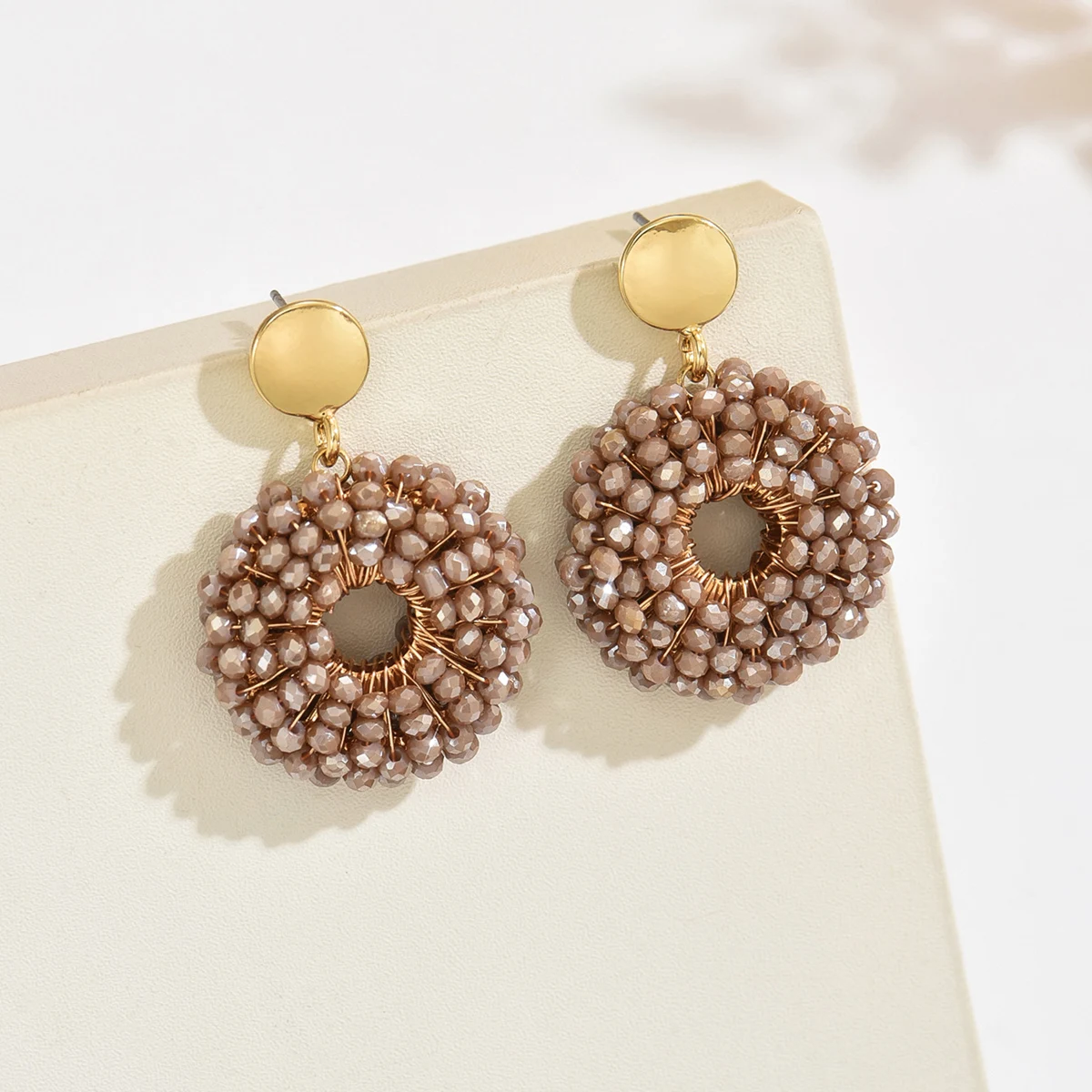 Women’s Handmade Round Bead Earrings – Minimalist Elegant Drop Jewelry